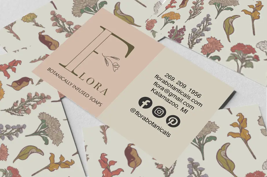 Flora Botanicals Business Card Mock-up