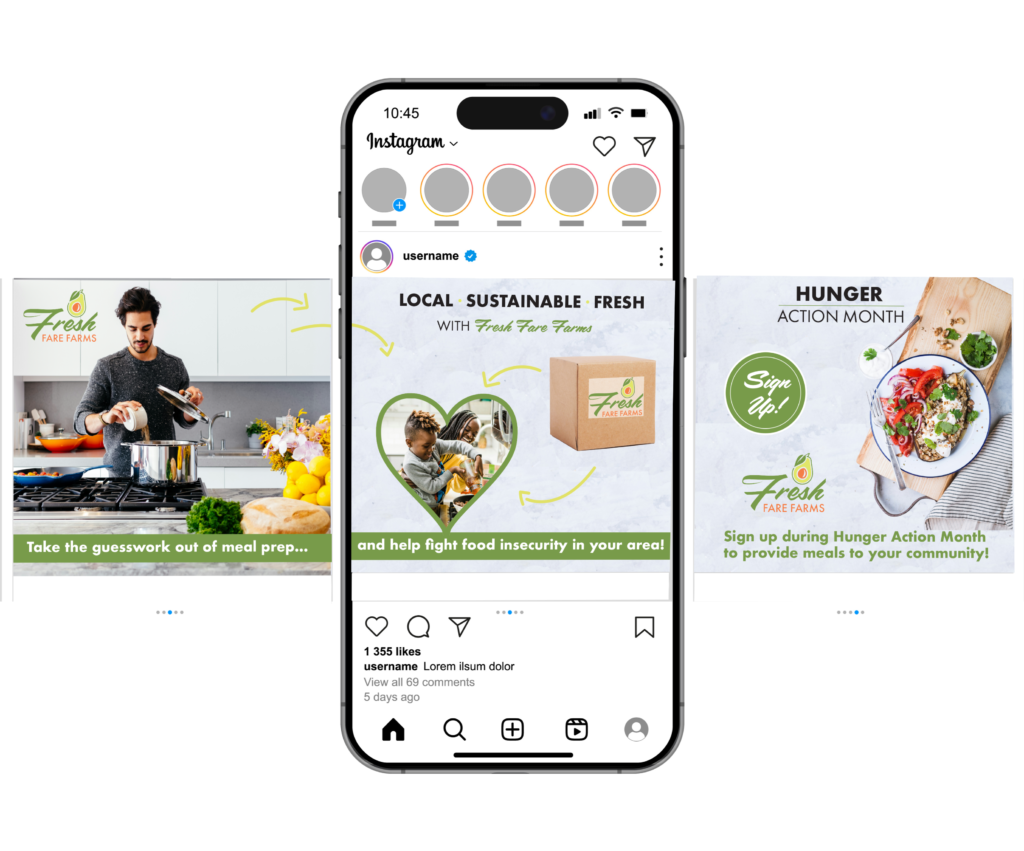 Fresh Fare Farms meal kit instagram carousel mockup