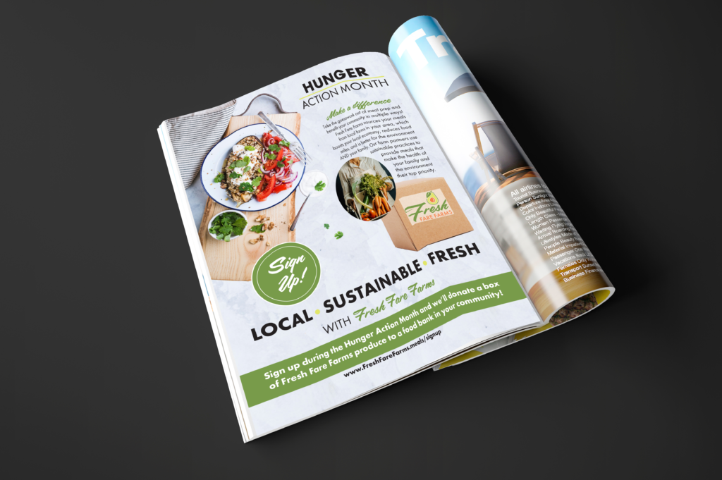 Fresh Fare Farms meal kit company magazine ad mockup